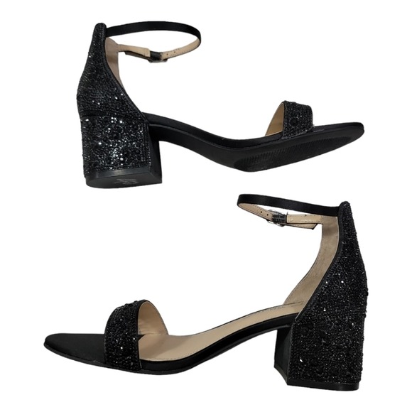 Betsy Johnson Black Rhinestone Encrusted Sandal - Picture 1 of 6